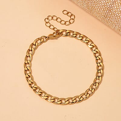 6mm Cuban Chain Bracelet in ION Plated YG Stainless Steel (7.00-9.00In)