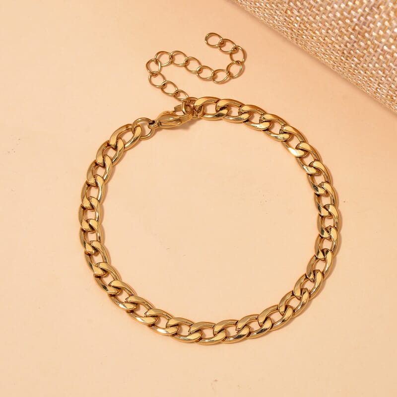 6mm Cuban Chain Bracelet in ION Plated YG Stainless Steel (7.00-9.00In)