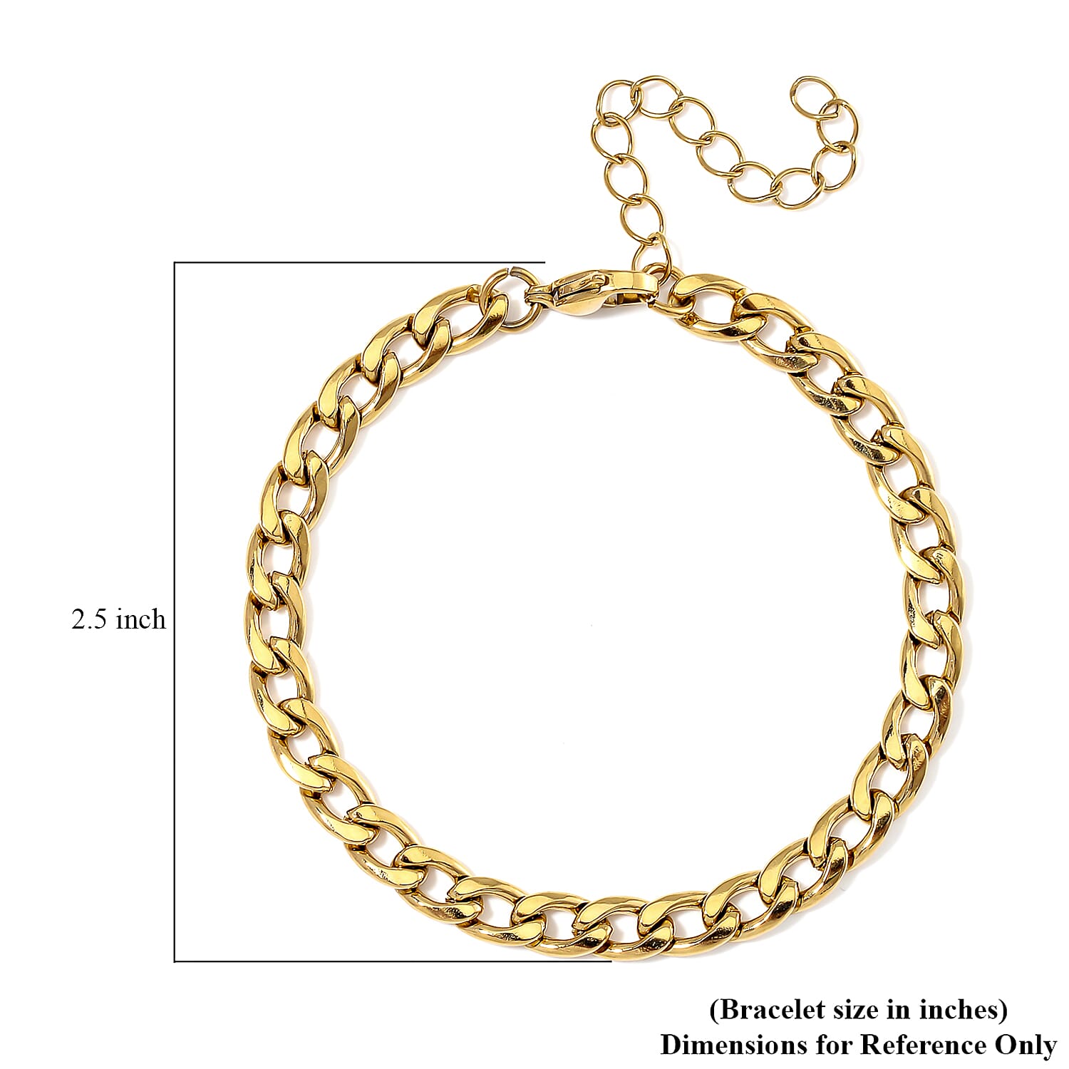 6mm Cuban Chain Bracelet in ION Plated YG Stainless Steel (7.00-9.00In)