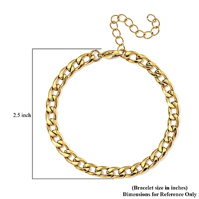 6mm Cuban Chain Bracelet in ION Plated YG Stainless Steel (7.00-9.00In)