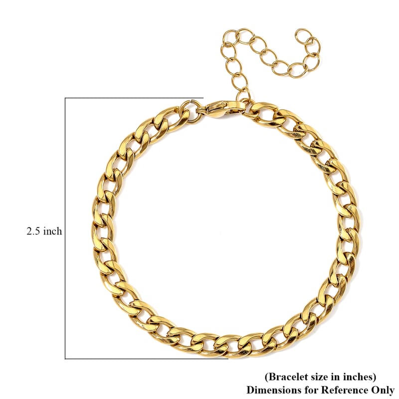 6mm Cuban Chain Bracelet in ION Plated YG Stainless Steel (7.00-9.00In)