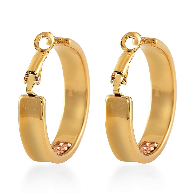 Champagne Color Austrian Crystal Earrings in ION Plated YG Stainless Steel