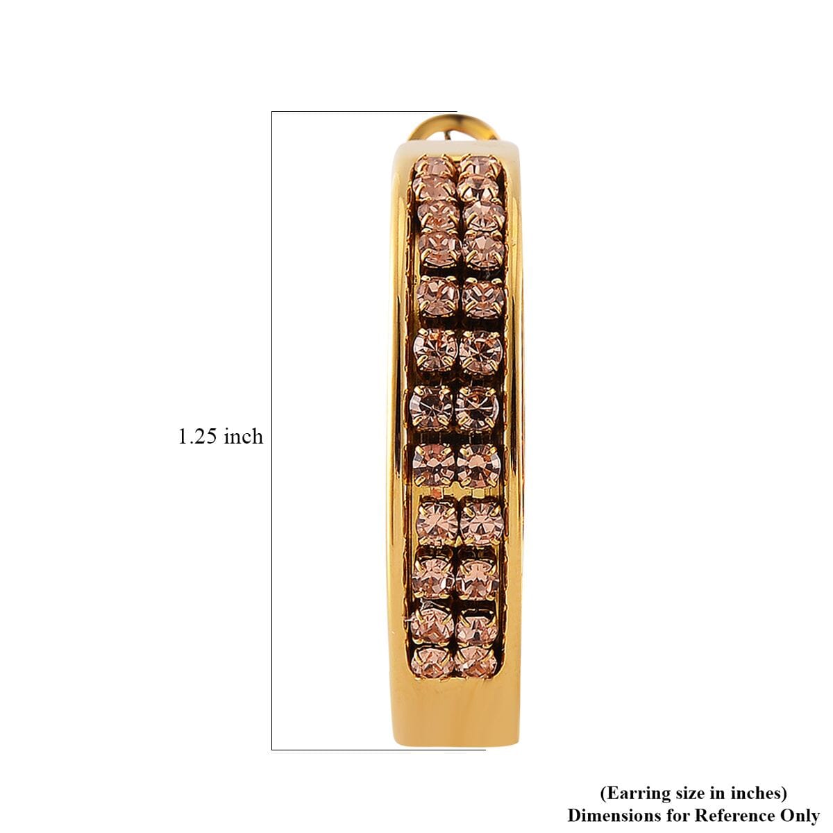 Champagne Color Austrian Crystal Earrings in ION Plated YG Stainless Steel image number 5