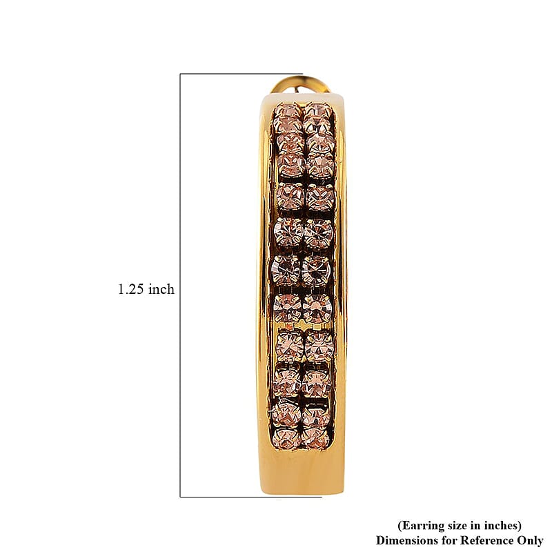 Champagne Color Austrian Crystal Earrings in ION Plated YG Stainless Steel