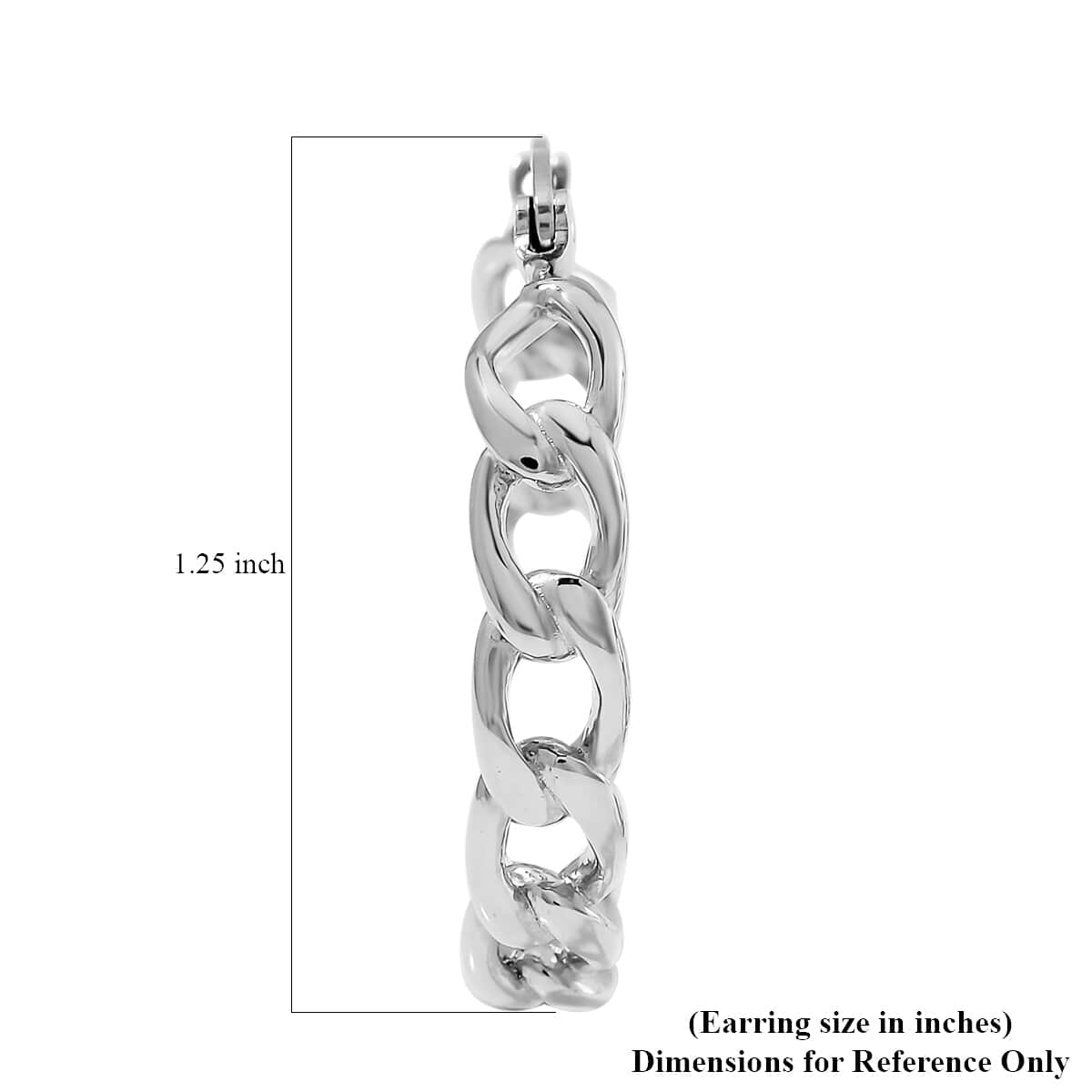 Cuban Chain Hoop Earrings in Stainless Steel image number 4