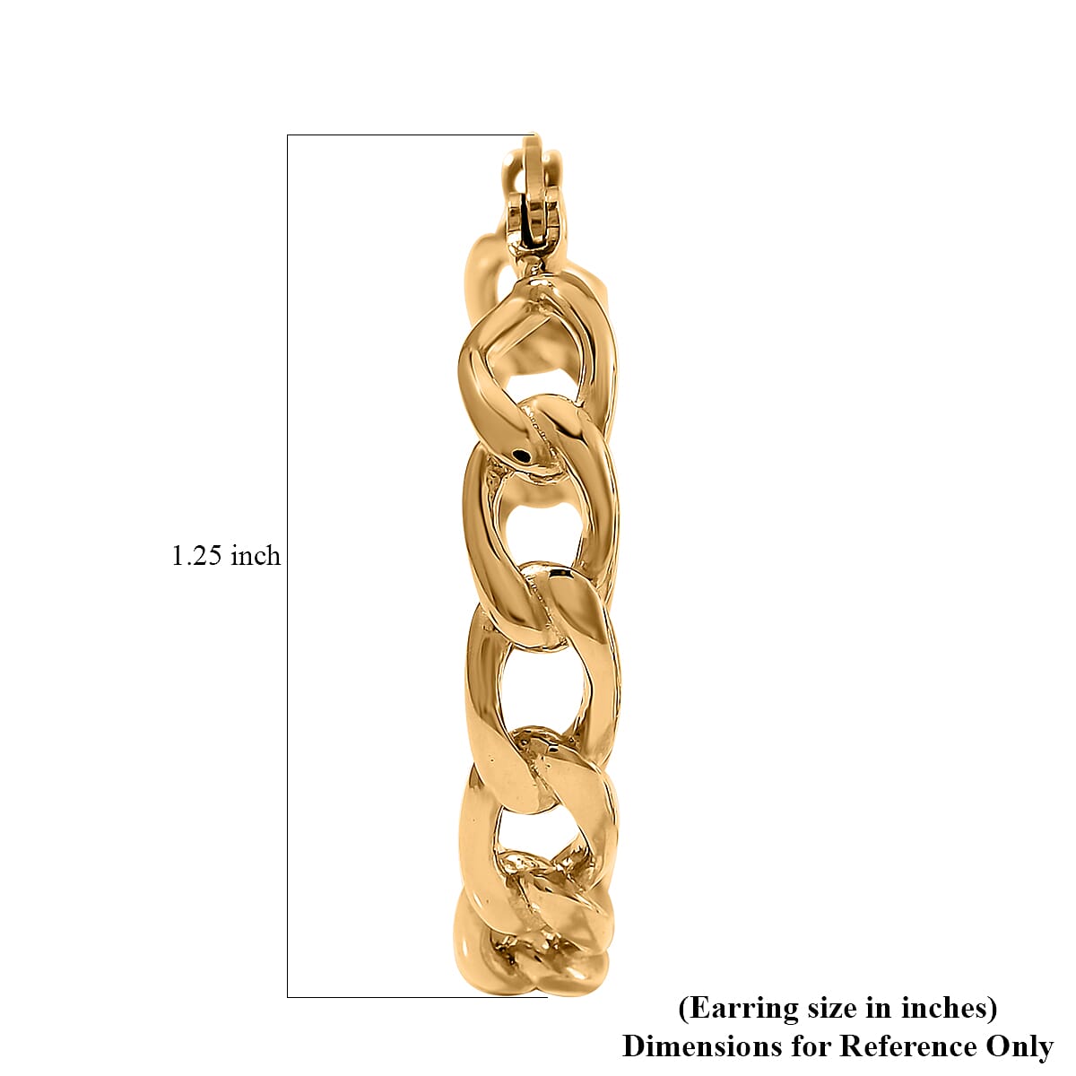 Cuban Chain Hoop Earrings in ION Plated Yellow Gold Stainless Steel image number 4