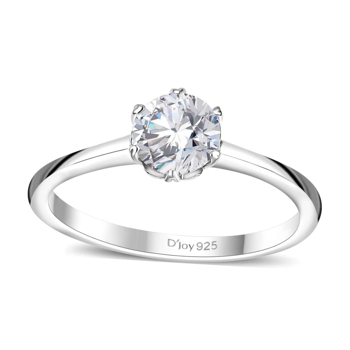 Moissanite 0.90 ctw Solitaire Ring in Rhodium Over Sterling Silver (Size 10.0) (Del. in 7-10 days) image number 0