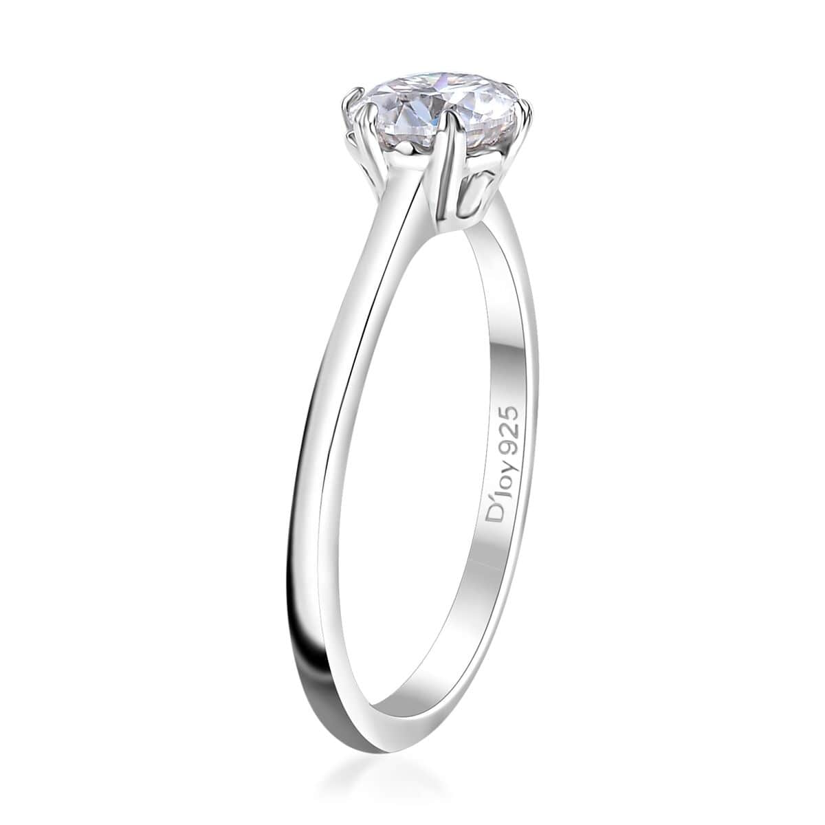 Moissanite 0.90 ctw Solitaire Ring in Rhodium Over Sterling Silver (Size 10.0) (Del. in 7-10 days) image number 4