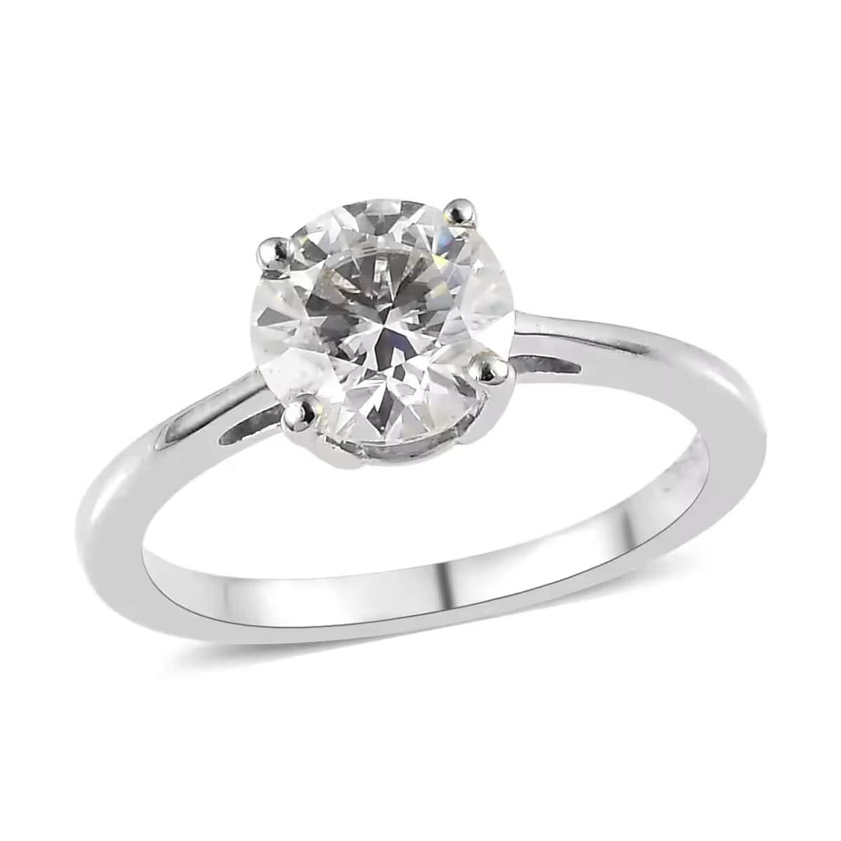 Moissanite 0.90 ctw Solitaire Ring in Rhodium Over Sterling Silver (Size 5.0) image number 0