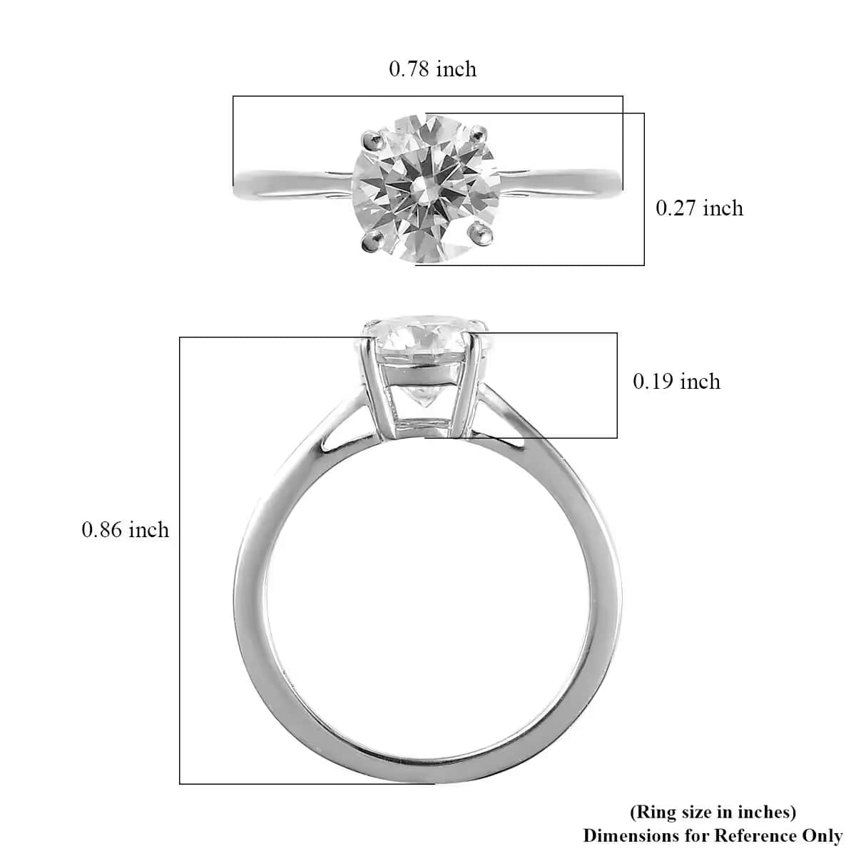 Moissanite 0.90 ctw Solitaire Ring in Rhodium Over Sterling Silver (Size 5.0) image number 6