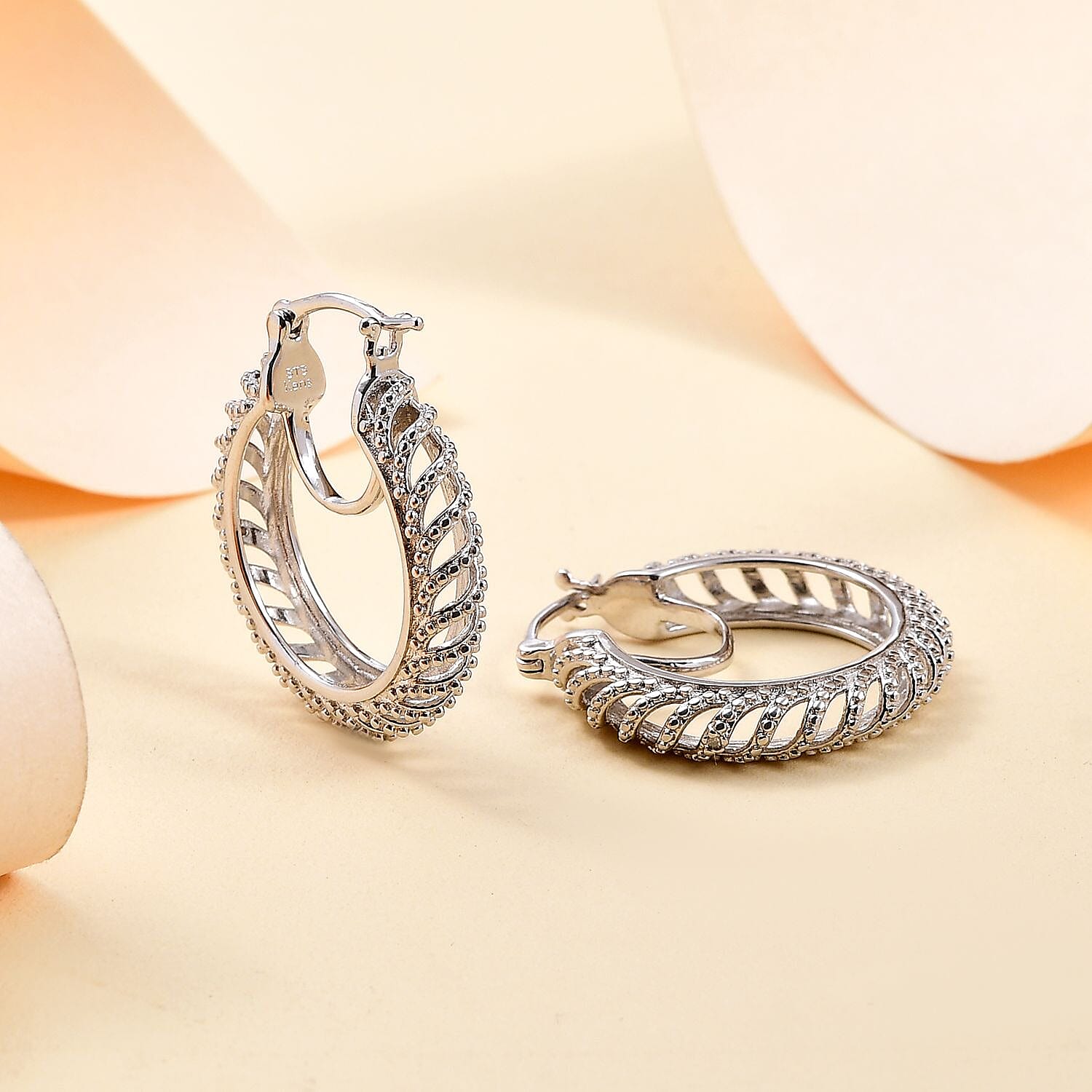 Karis Diamond Accent Hoop Earrings in Platinum Bond