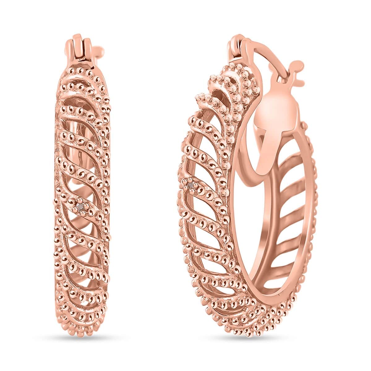 Karis Diamond Accent Hoop Earrings in 18K RG Plated image number 0