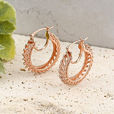Karis Diamond Accent Hoop Earrings in 18K RG Plated