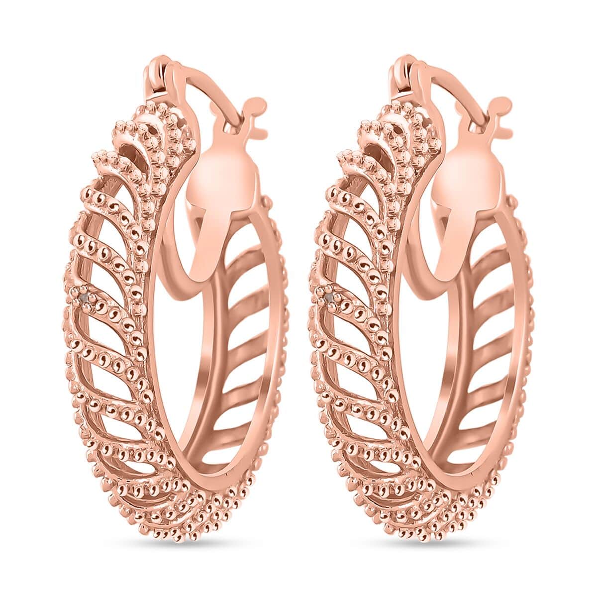 Karis Diamond Accent Hoop Earrings in 18K RG Plated image number 3