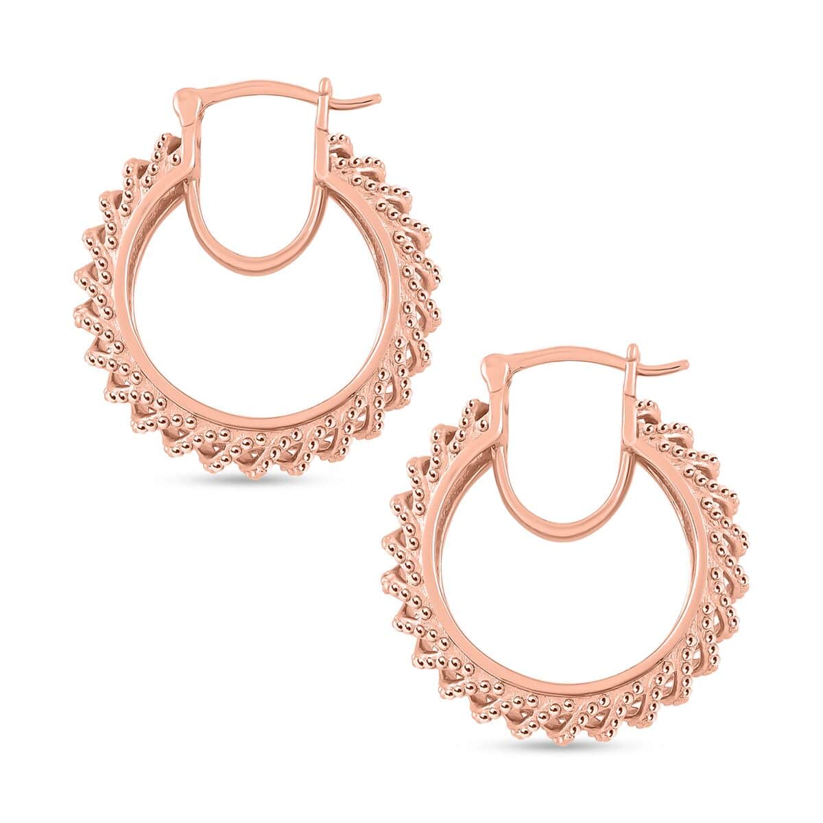 Karis Diamond Accent Hoop Earrings in 18K RG Plated image number 4