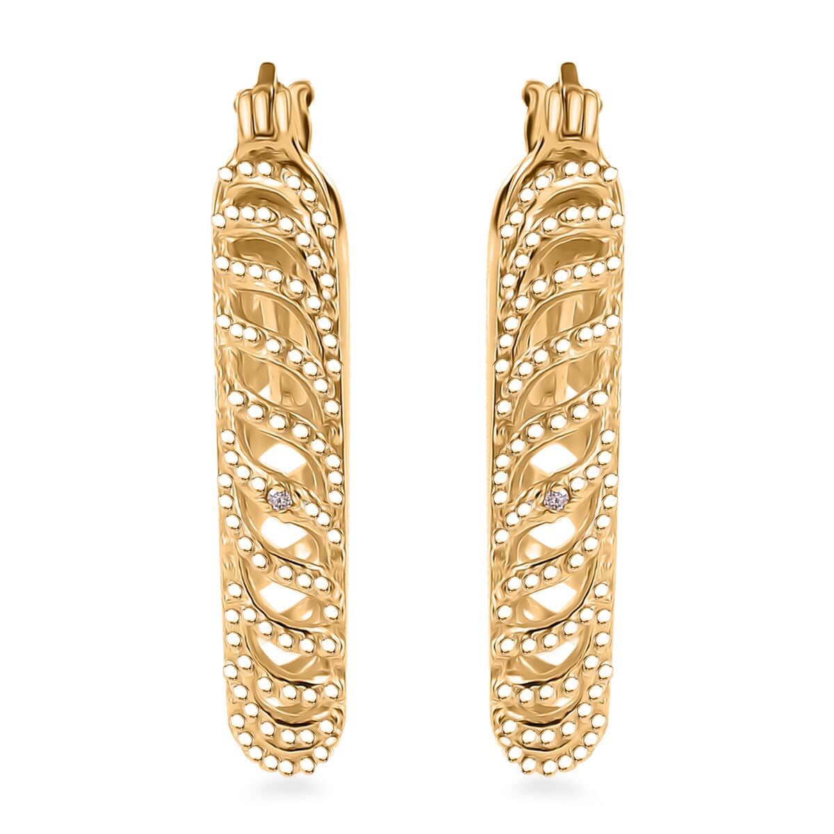 Karis Diamond Accent Hoop Earrings in 18K YG Plated image number 0