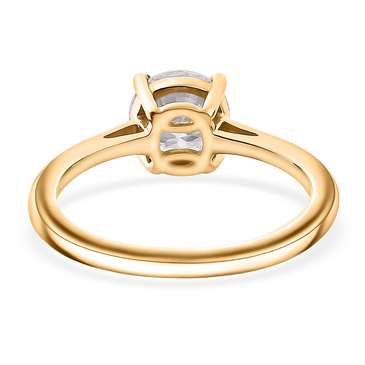 Moissanite 0.90 ctw Solitaire Ring in 18K Vermeil Yellow Gold Over Sterling Silver (Size 10.0)