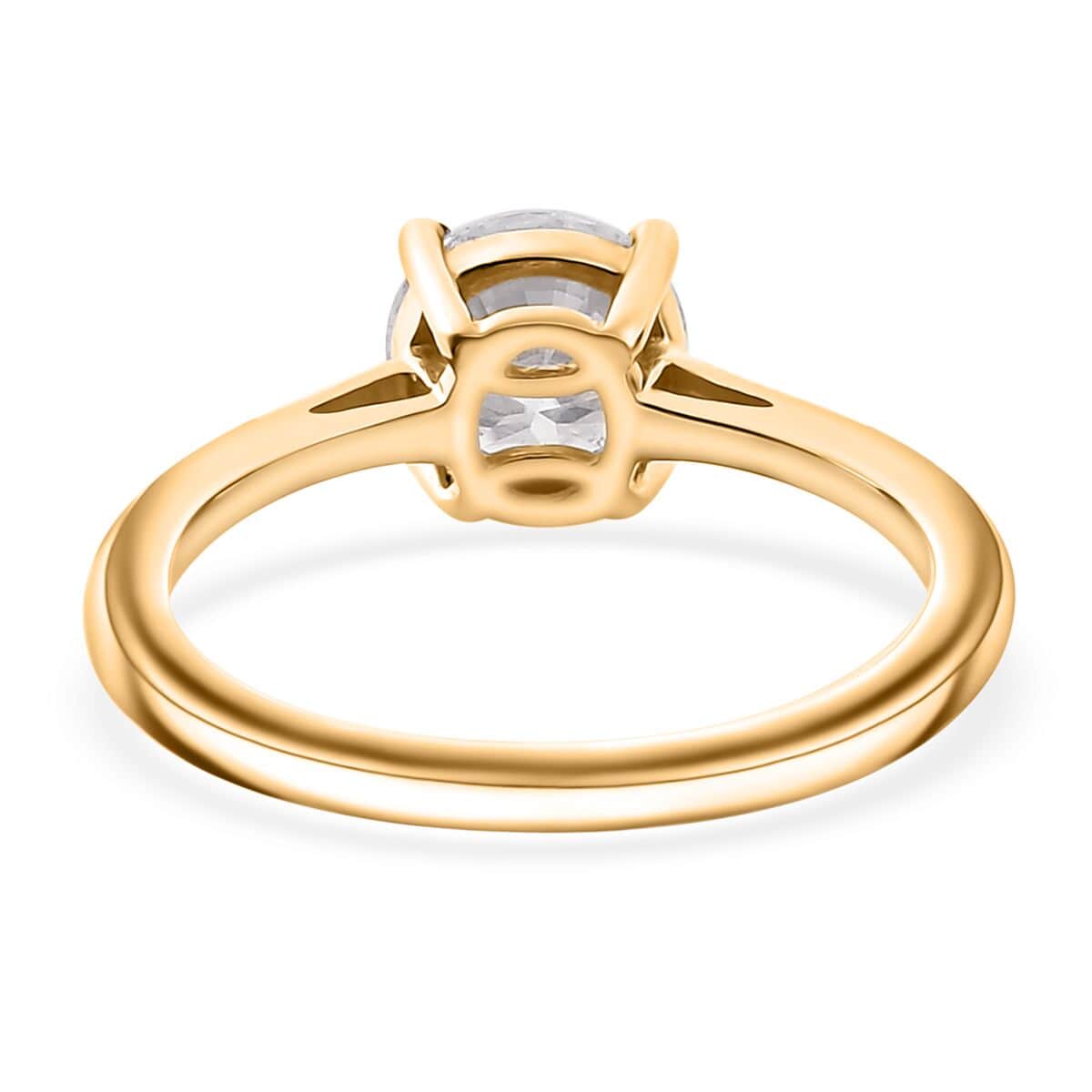 Moissanite 0.90 ctw Solitaire Ring in 18K Vermeil Yellow Gold Over Sterling Silver (Size 10.0) (Del. in 7-10 days) image number 5