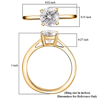 Moissanite 0.90 ctw Solitaire Ring in 18K Vermeil Yellow Gold Over Sterling Silver (Size 10.0)