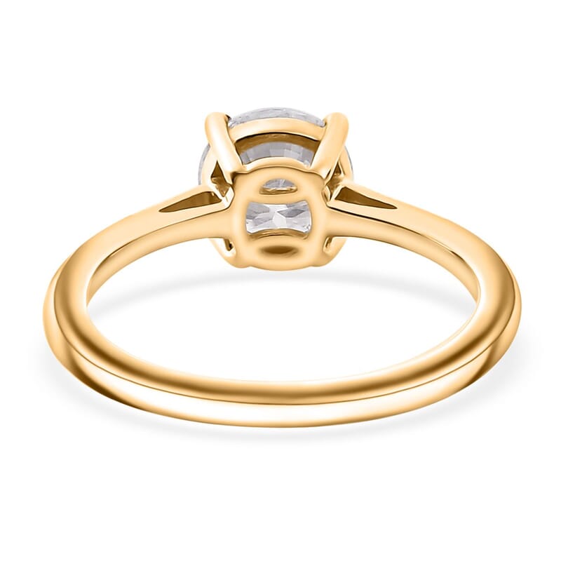 D'Joy Moissanite 0.90 ctw Solitaire Ring in 18K Vermeil Yellow Gold Over Sterling Silver (Size 9.0)