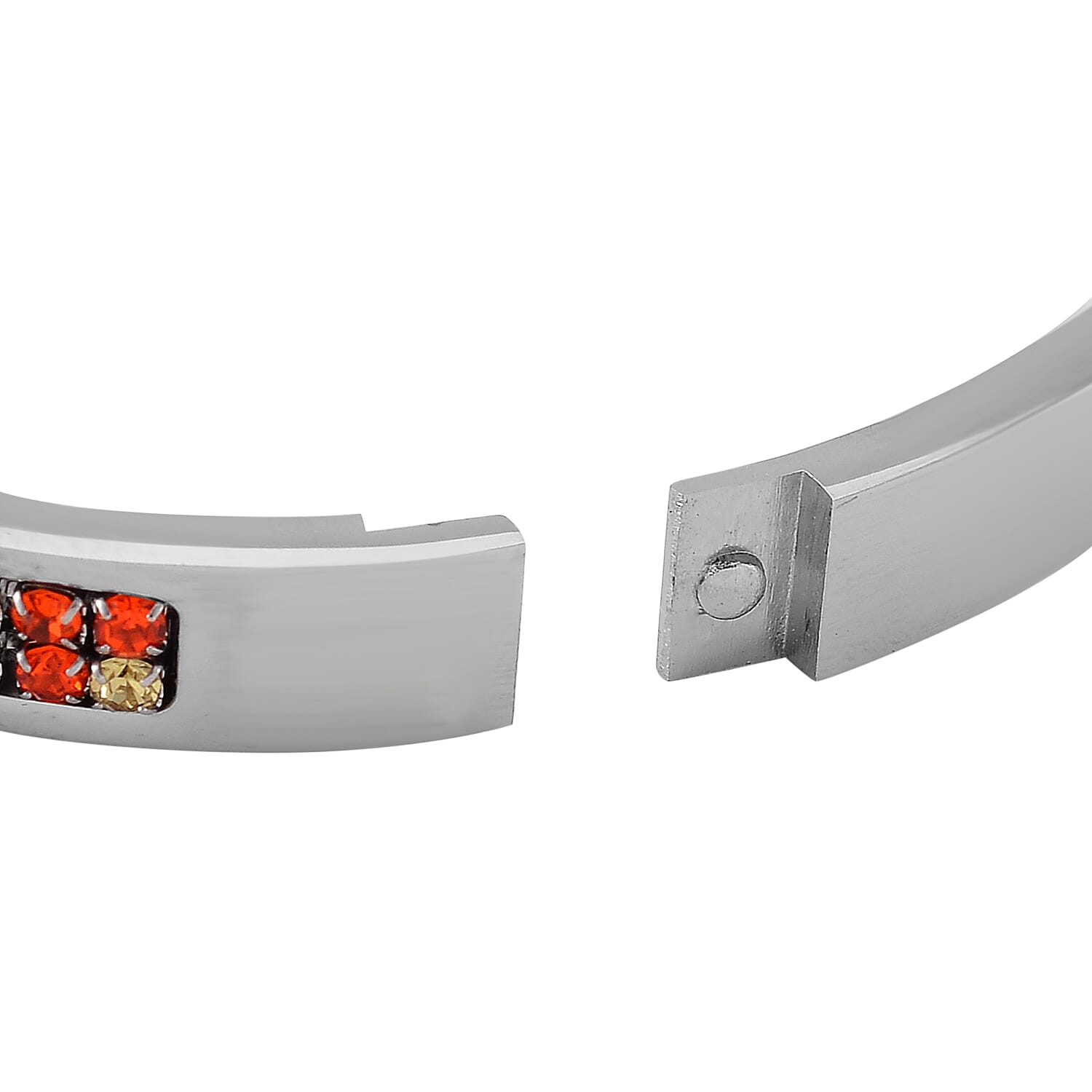 Multi Color Austrian Crystal Bangle Bracelet in Stainless Steel (7.50 In)