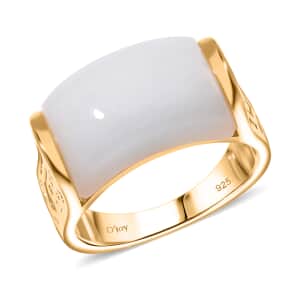 Natural Jade 15.15 ctw Ring in Vermeil Yellow Gold Over Sterling Silver (Size 10.0)