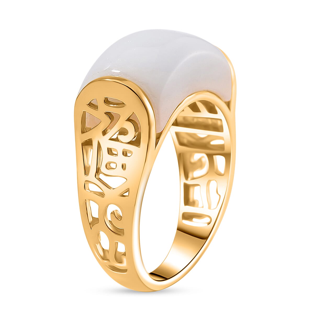 Natural Jade 15.15 ctw Ring in Vermeil Yellow Gold Over Sterling Silver (Size 8.0) image number 2