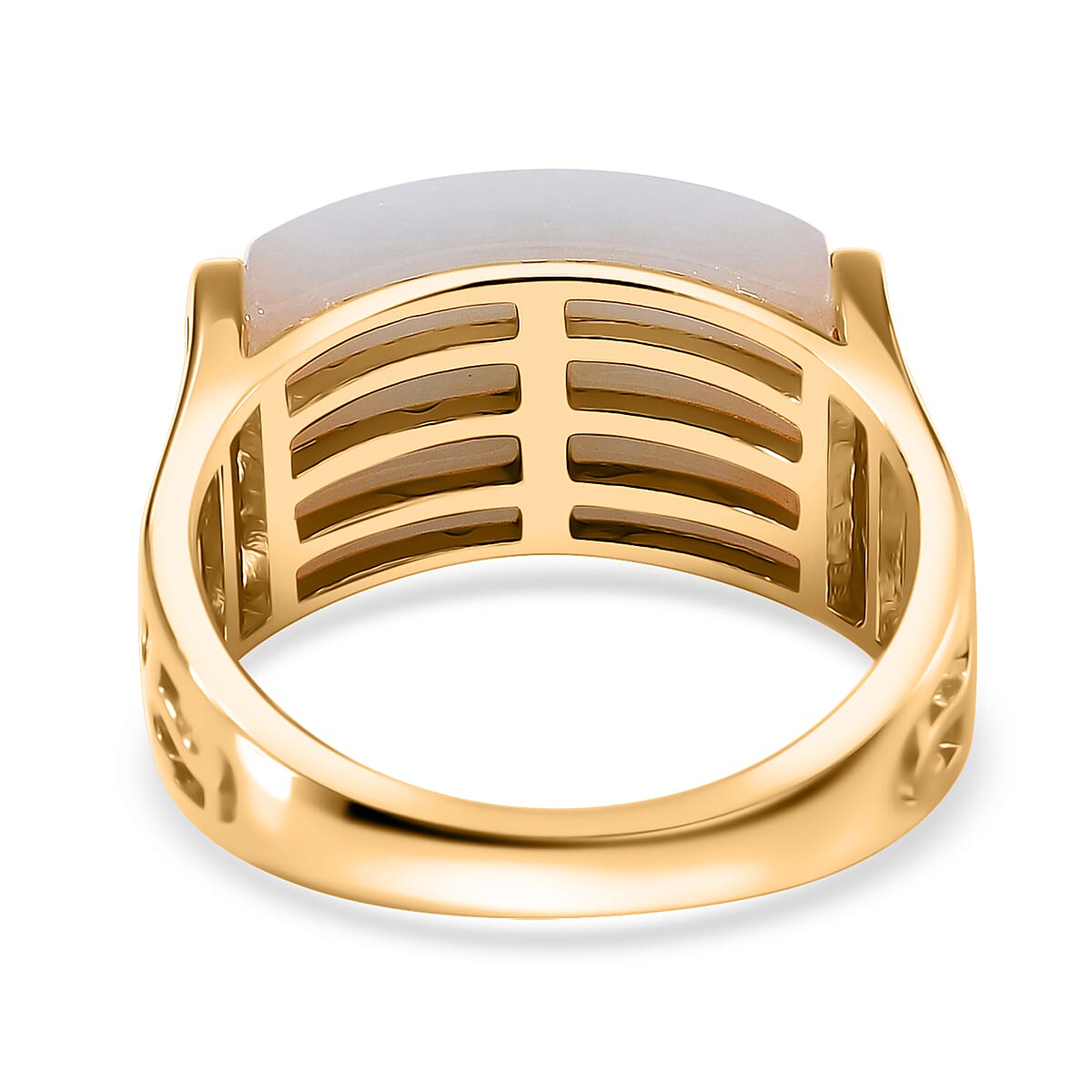 Natural Jade 15.15 ctw Ring in Vermeil Yellow Gold Over Sterling Silver (Size 8.0) image number 3