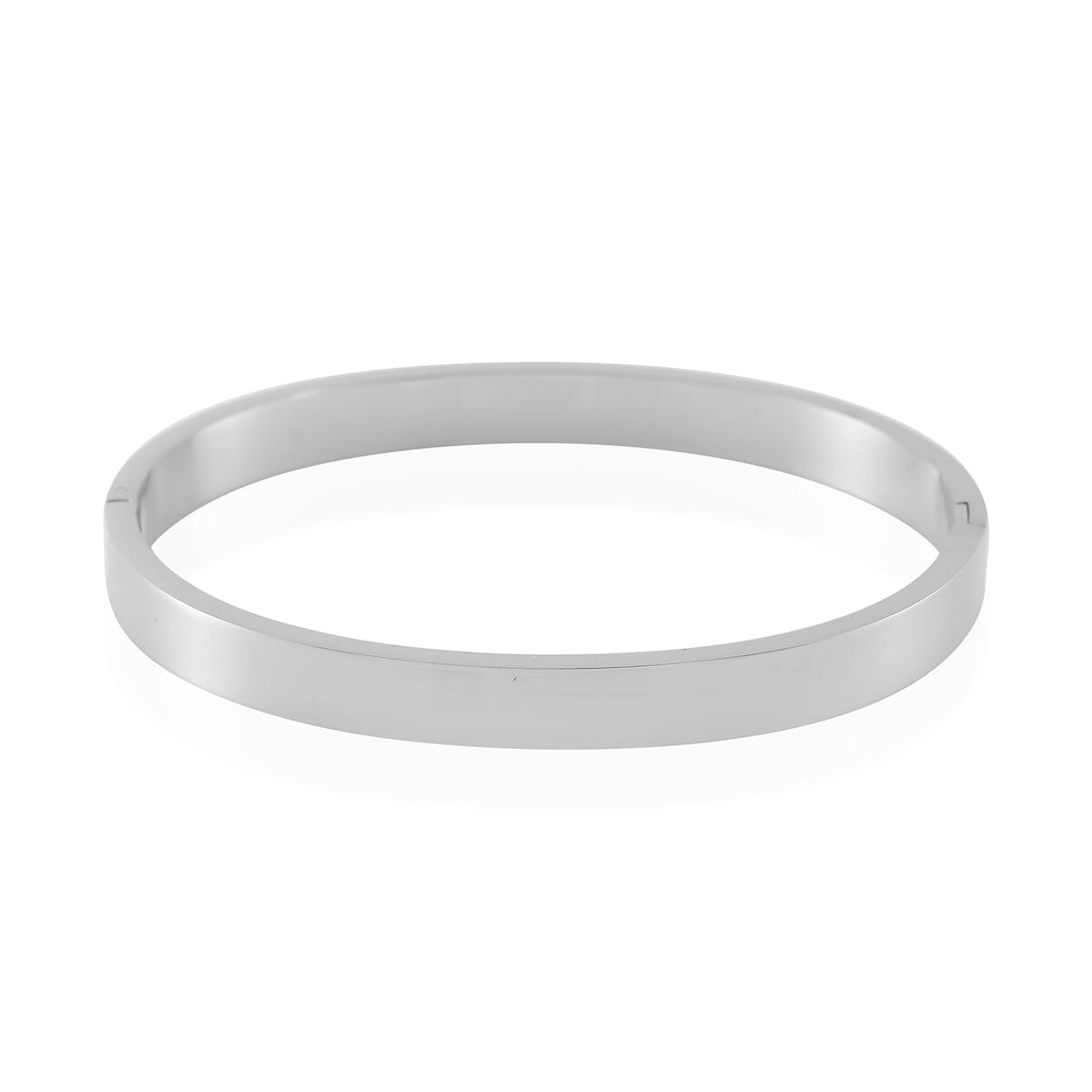 White Austrian Crystal Bangle Bracelet in Stainless Steel (7.50 In) image number 4