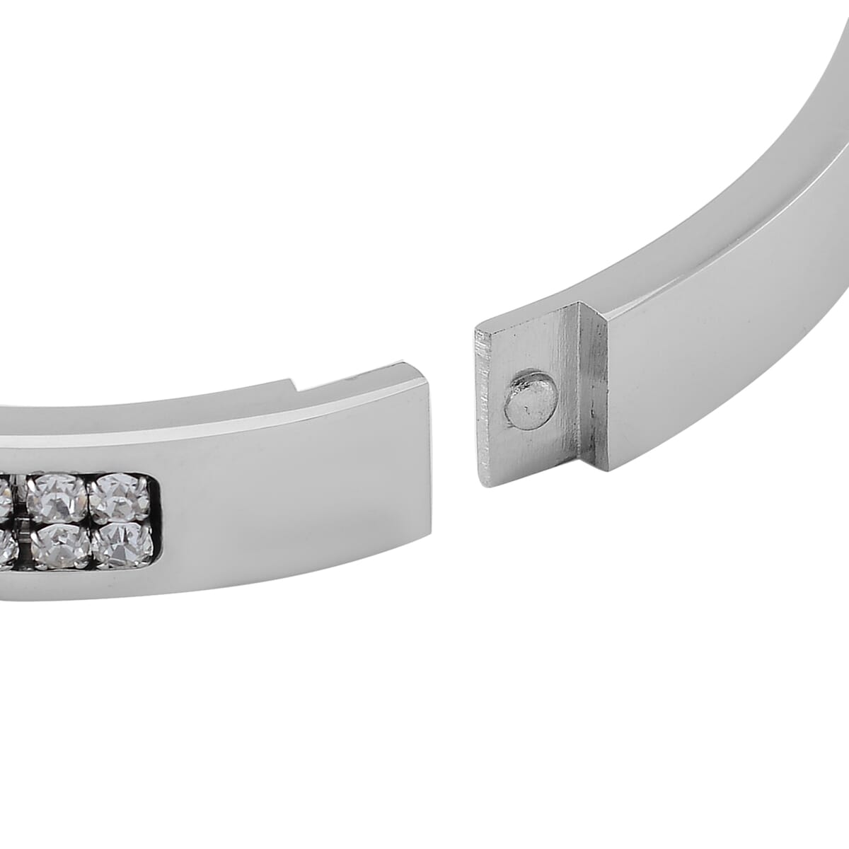 White Austrian Crystal Bangle Bracelet in Stainless Steel (7.50 In) image number 5