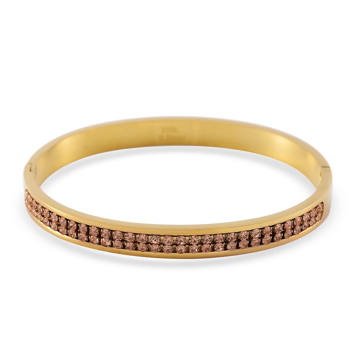 Champagne Austrian Crystal Bangle Bracelet in ION Plated YG Stainless Steel (7.50 In) image number 0