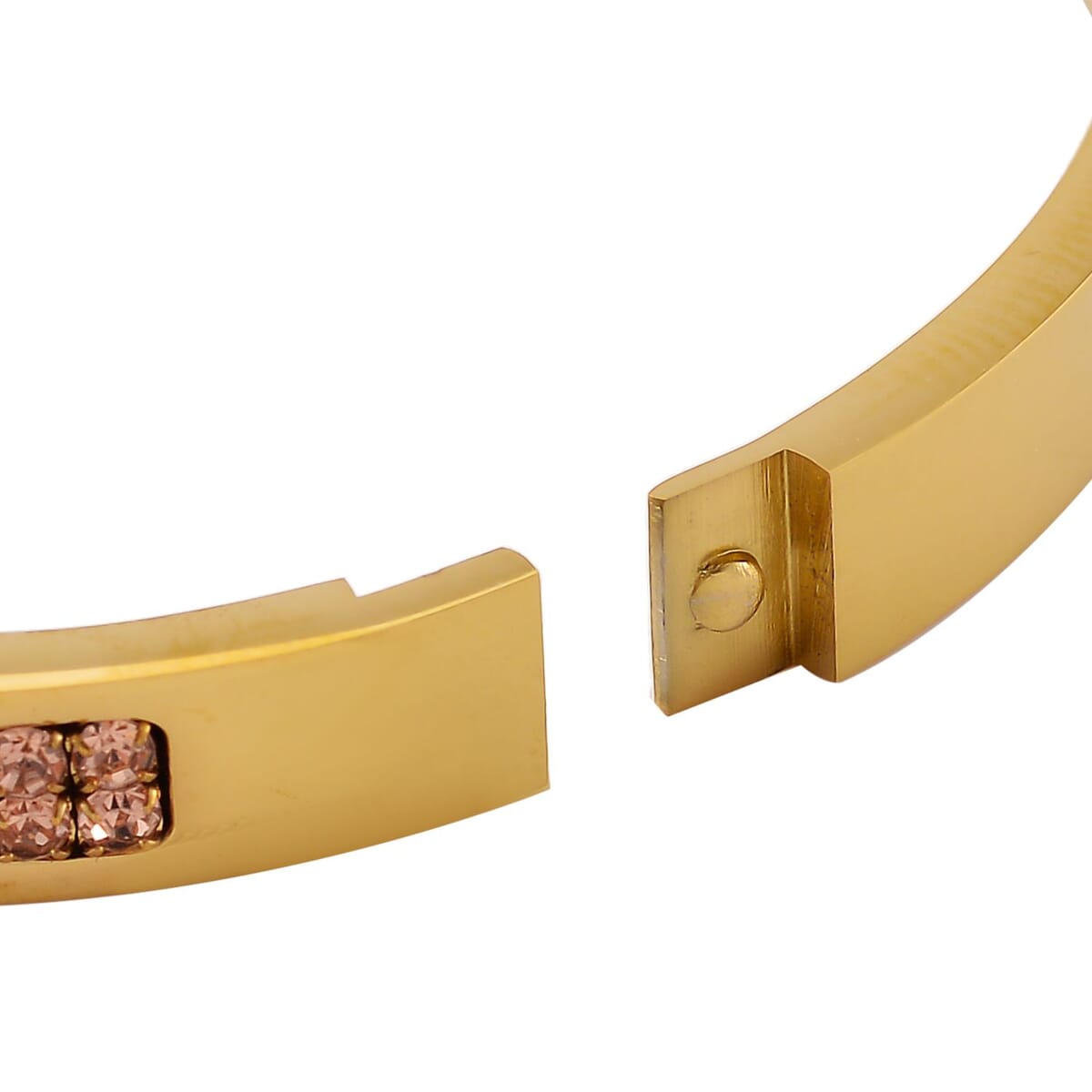 Champagne Austrian Crystal Bangle Bracelet in ION Plated YG Stainless Steel (7.50 In) image number 5