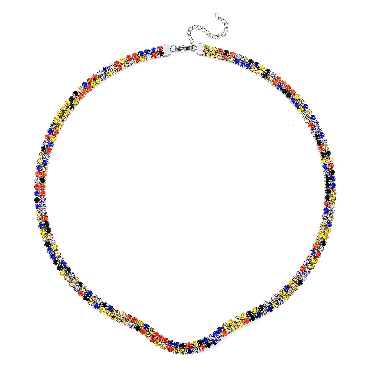 Multi Color Austrian Crystal Necklace 18-20 Inches in Stainless Steel