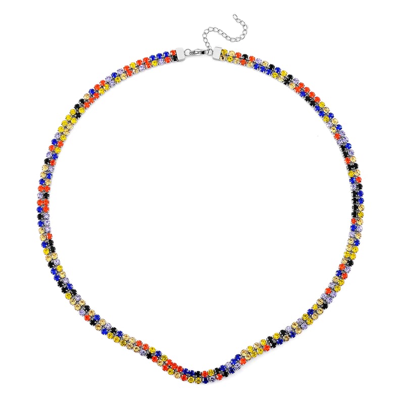Multi Color Austrian Crystal Necklace 18-20 Inches in Stainless Steel