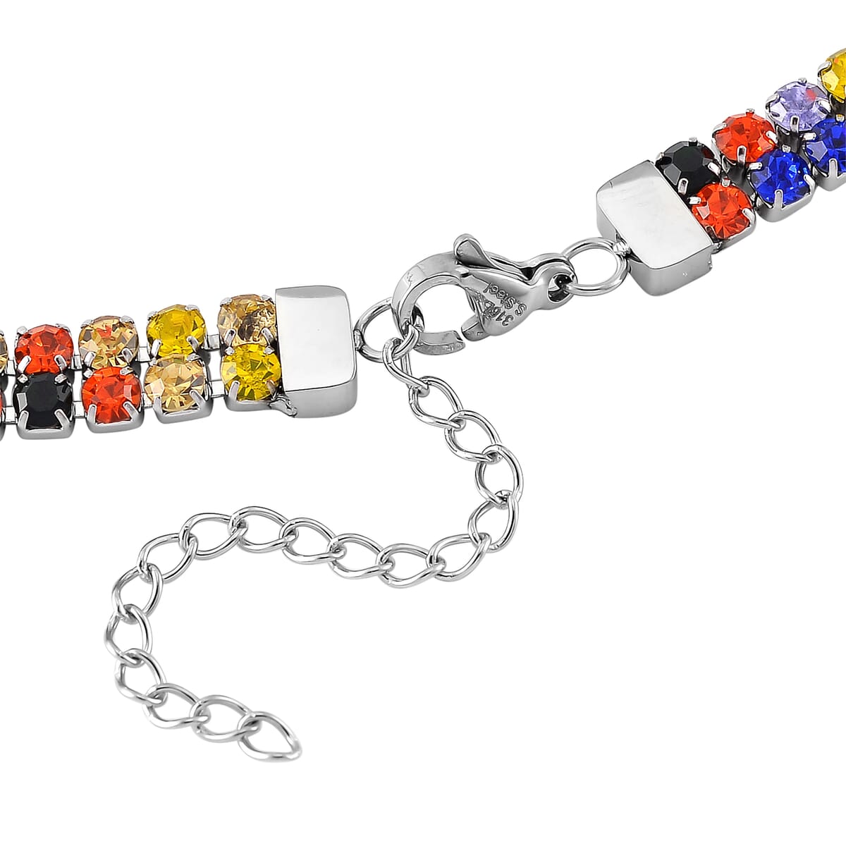 Multi Color Austrian Crystal Necklace 18-20 Inches in Stainless Steel image number 4