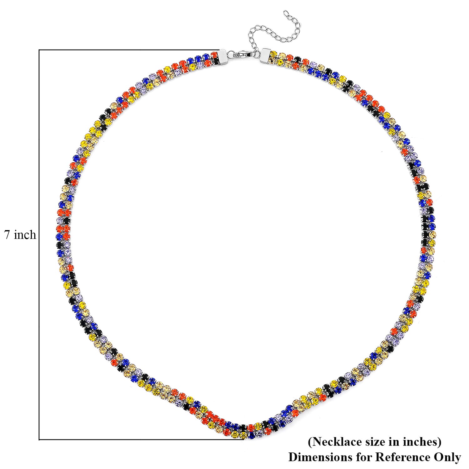 Multi Color Austrian Crystal Necklace 18-20 Inches in Stainless Steel