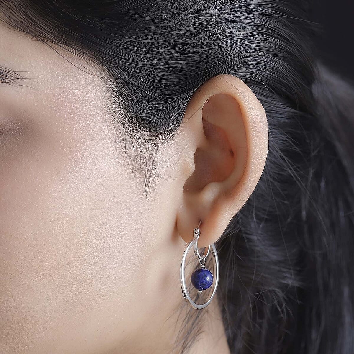 Karis Lapis Lazuli 8.00 ctw Earrings in Platinum Bond image number 2
