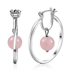 Karis Galilea Rose Quartz 7.80 ctw Earrings in Platinum Bond