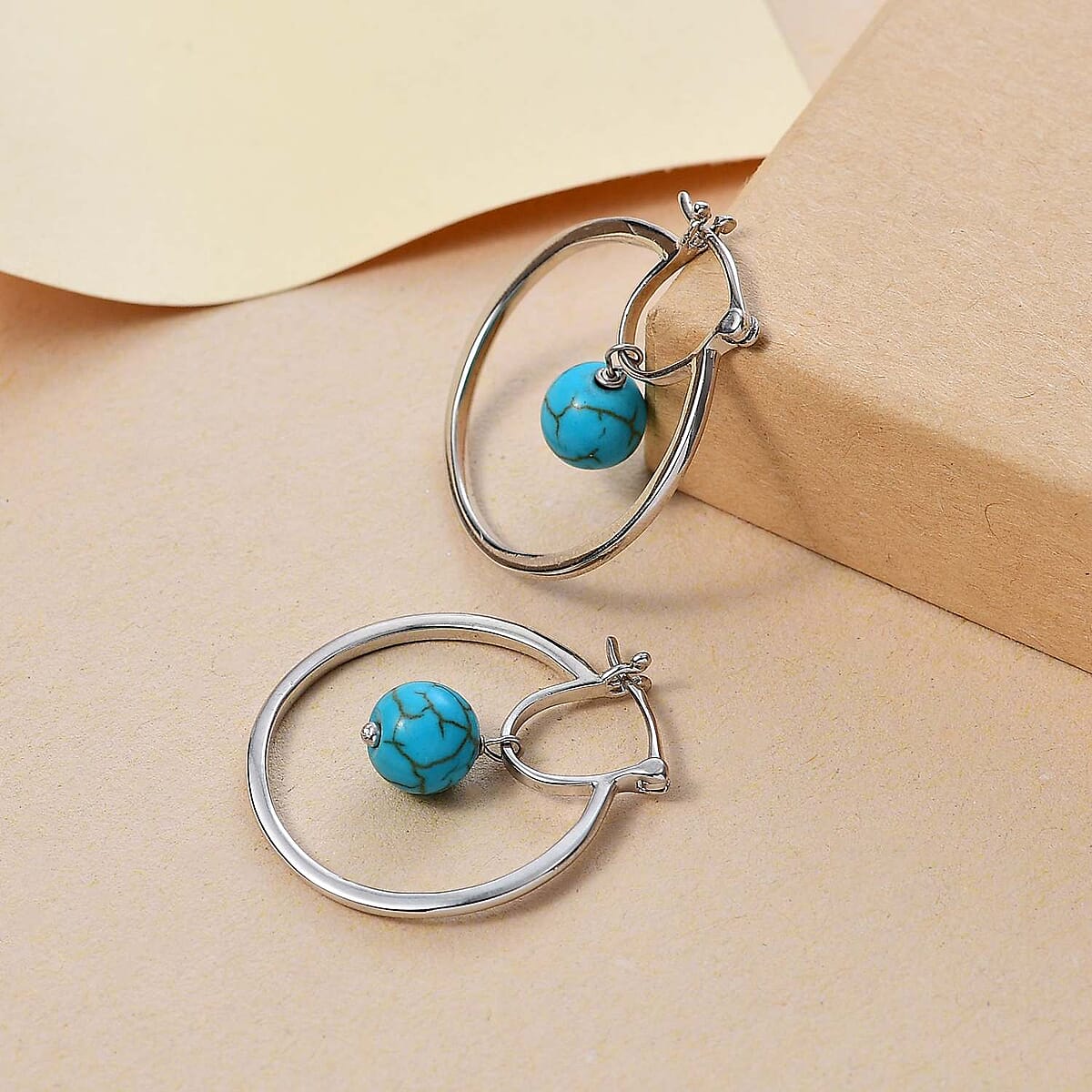 Karis Blue Howlite 6.75 ctw Earrings in Platinum Bond  image number 1