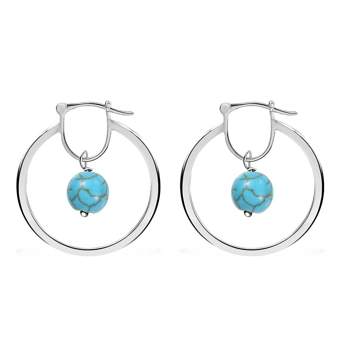 Karis Blue Howlite 6.75 ctw Earrings in Platinum Bond  image number 3