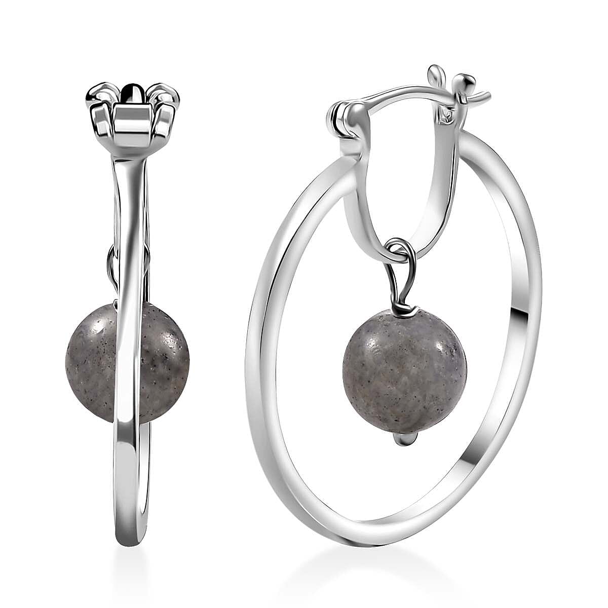 Karis Malagasy Labradorite 7.75 ctw Earrings in Platinum Bond  image number 0