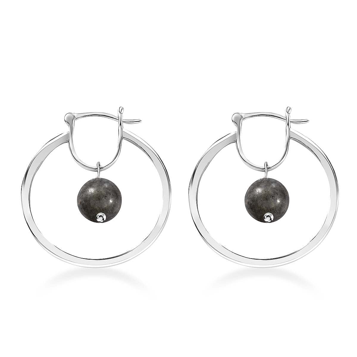 Karis Malagasy Labradorite 7.75 ctw Earrings in Platinum Bond  image number 3