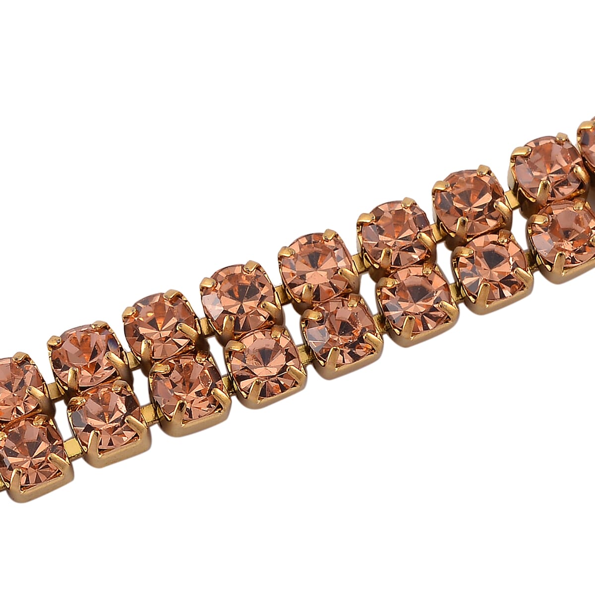 Champagne Color Austrian Crystal Necklace 18-20 Inches in Stainless Steel image number 3