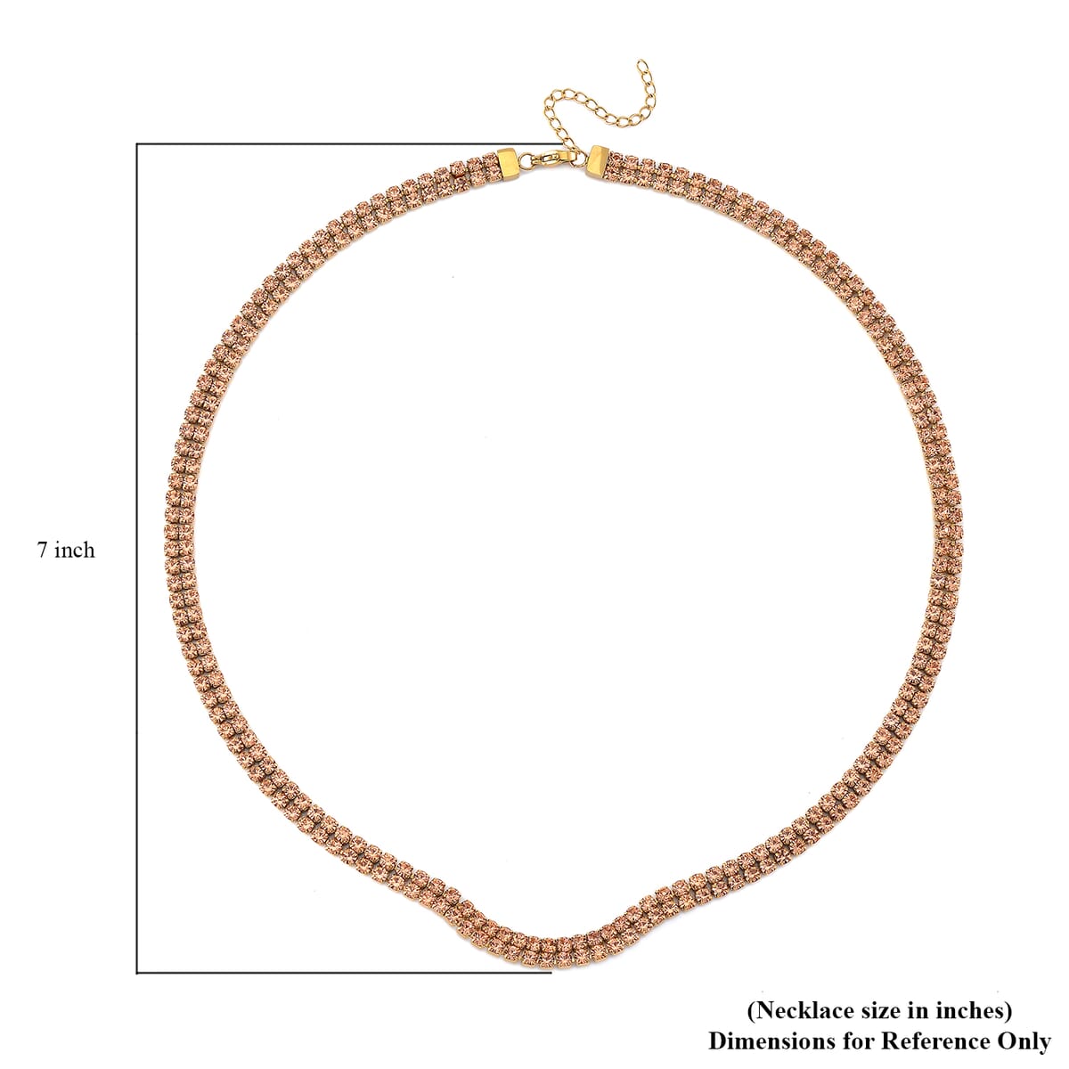 Champagne Color Austrian Crystal Necklace 18-20 Inches in Stainless Steel image number 5