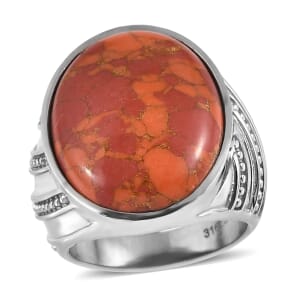 Mojave Orange Turquoise 14.50 ctw Ring in Stainless Steel (Size 7.0) 