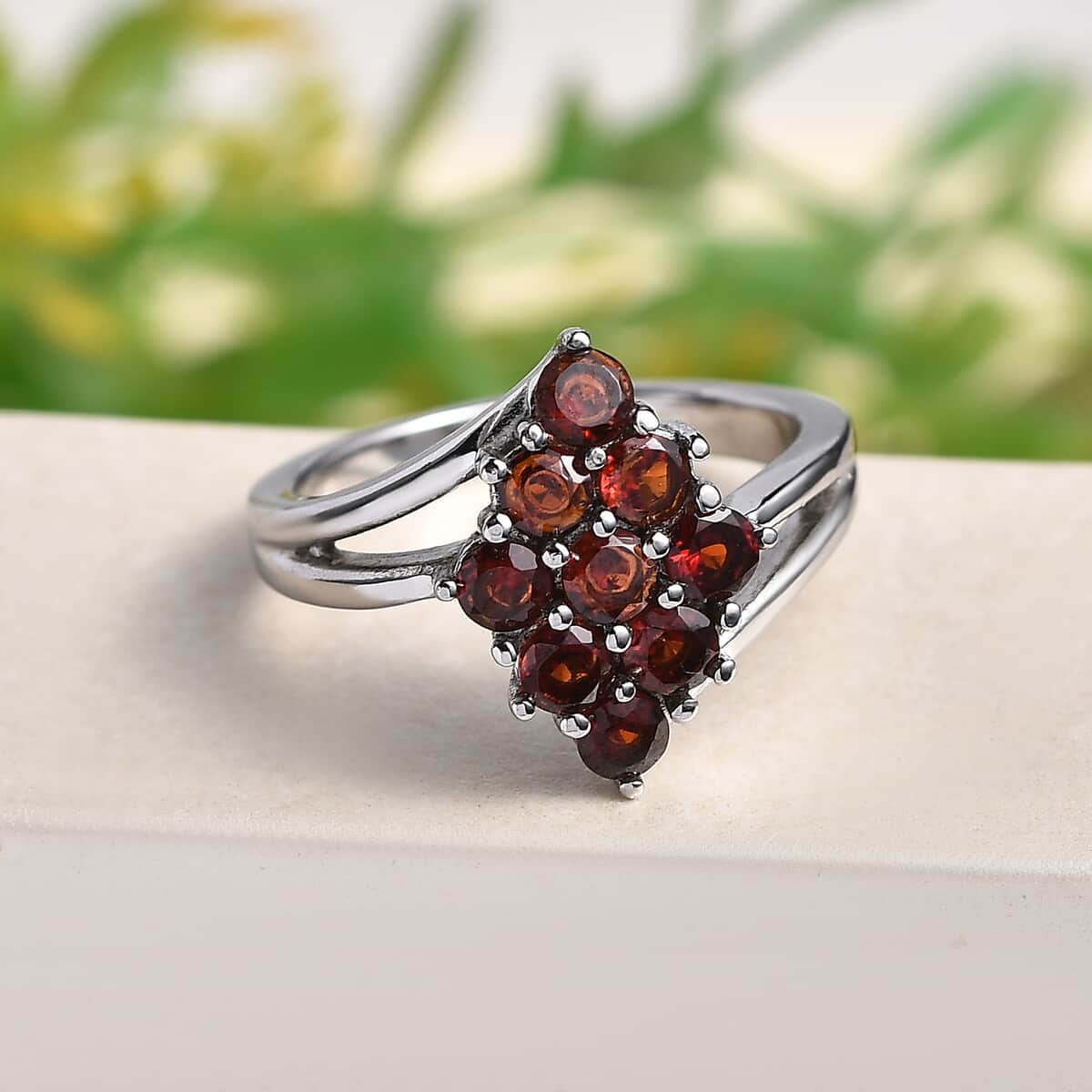 Mozambique Garnet 1.30 ctw Ring in Stainless Steel (Size 10.0)  image number 1