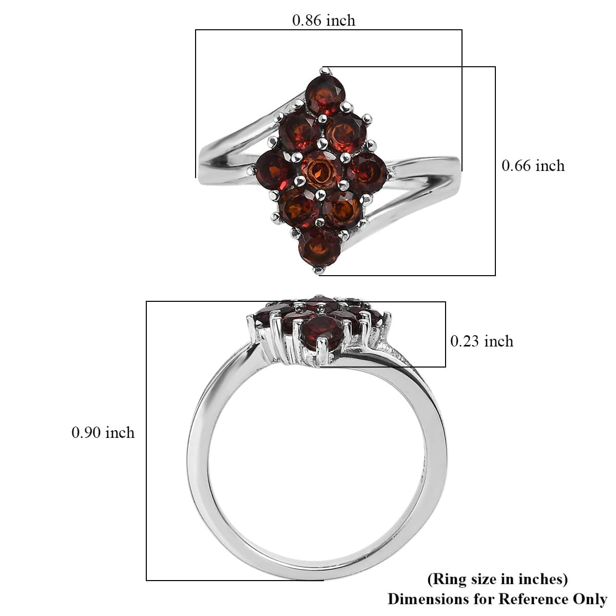 Mozambique Garnet 1.30 ctw Ring in Stainless Steel (Size 10.0)  image number 5