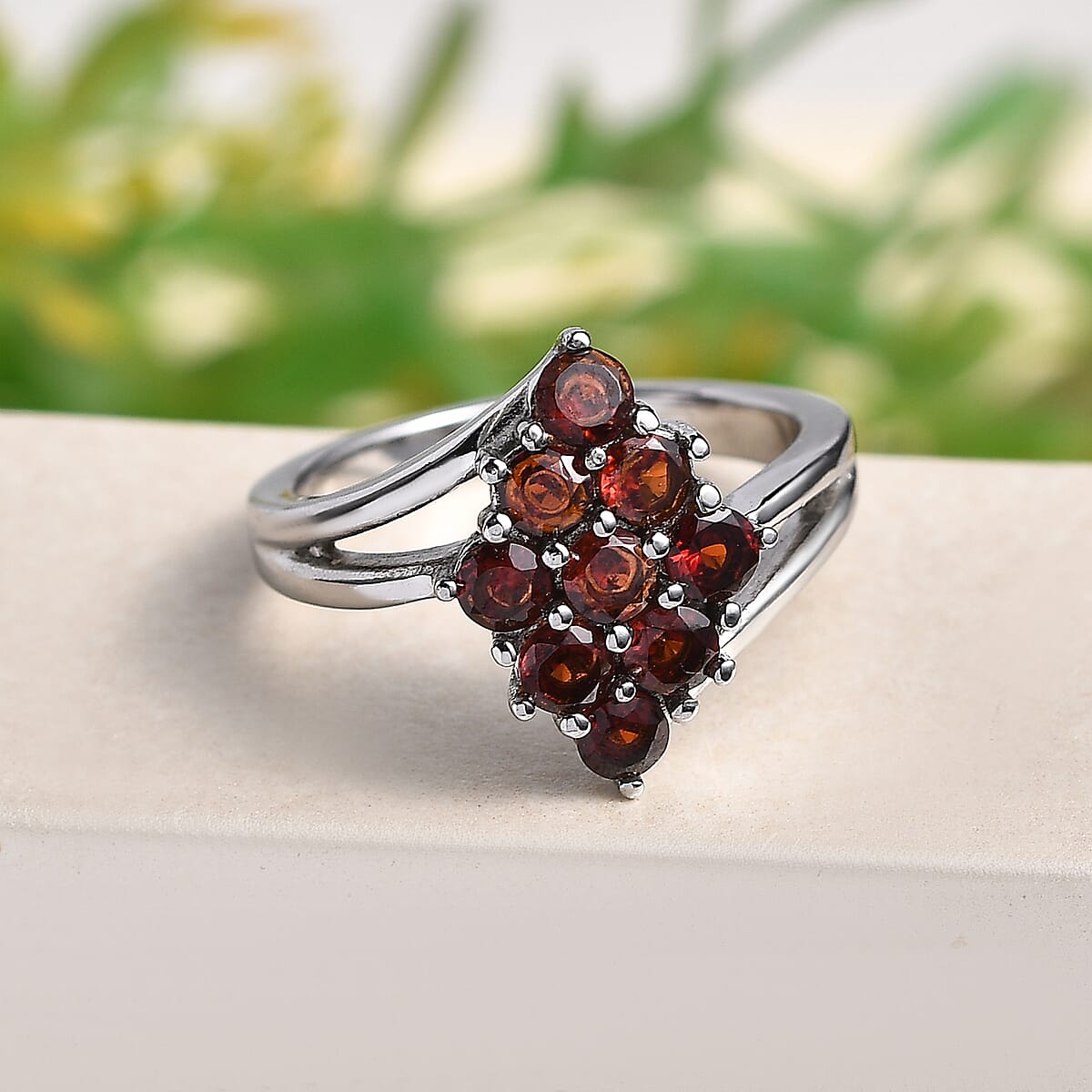 Mozambique Garnet 1.30 ctw Ring in Stainless Steel (Size 5.0)  image number 1