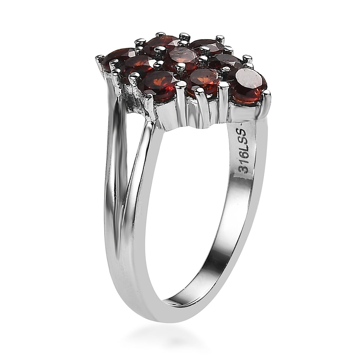 Mozambique Garnet 1.30 ctw Ring in Stainless Steel (Size 5.0)  image number 3