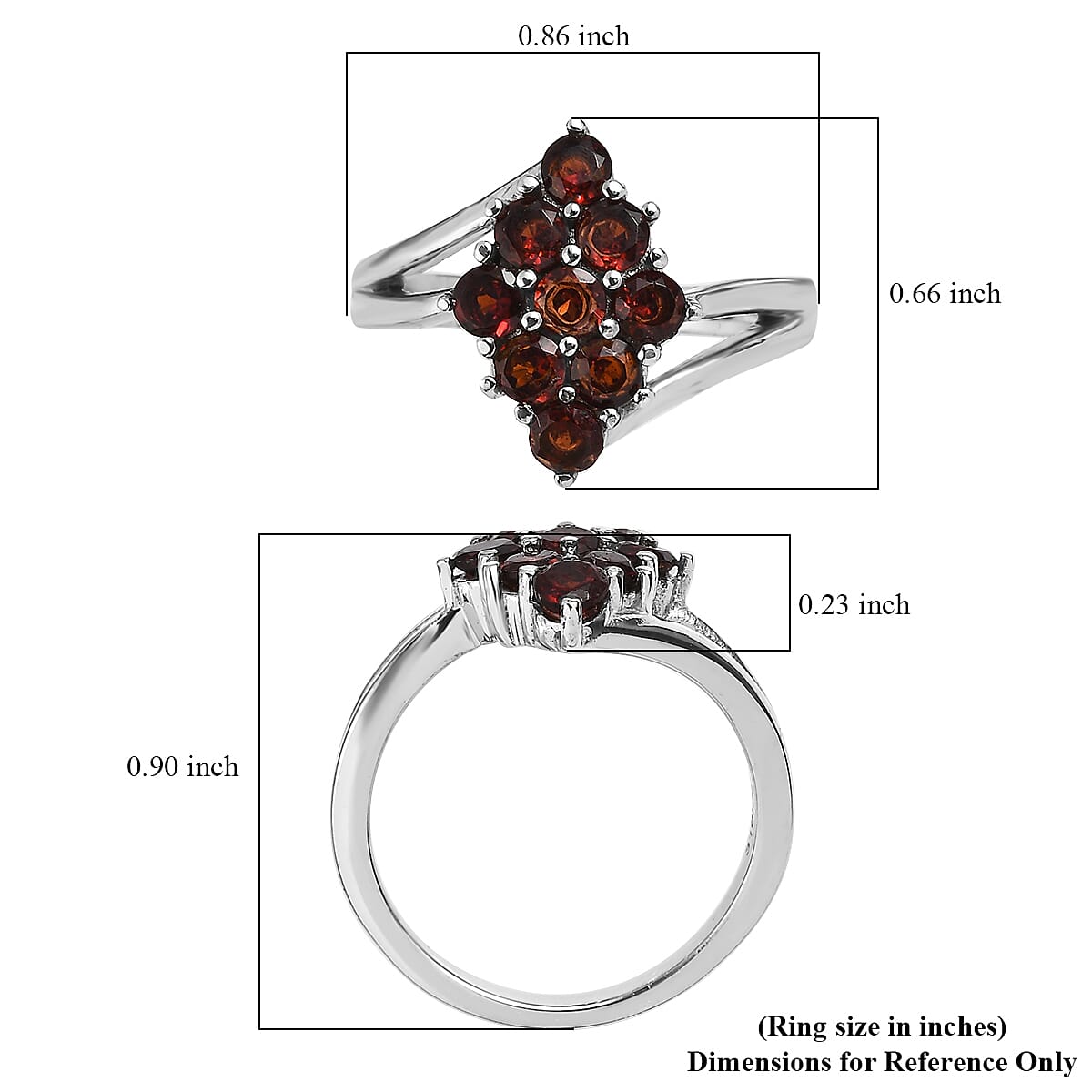 Mozambique Garnet 1.30 ctw Ring in Stainless Steel (Size 5.0)  image number 5